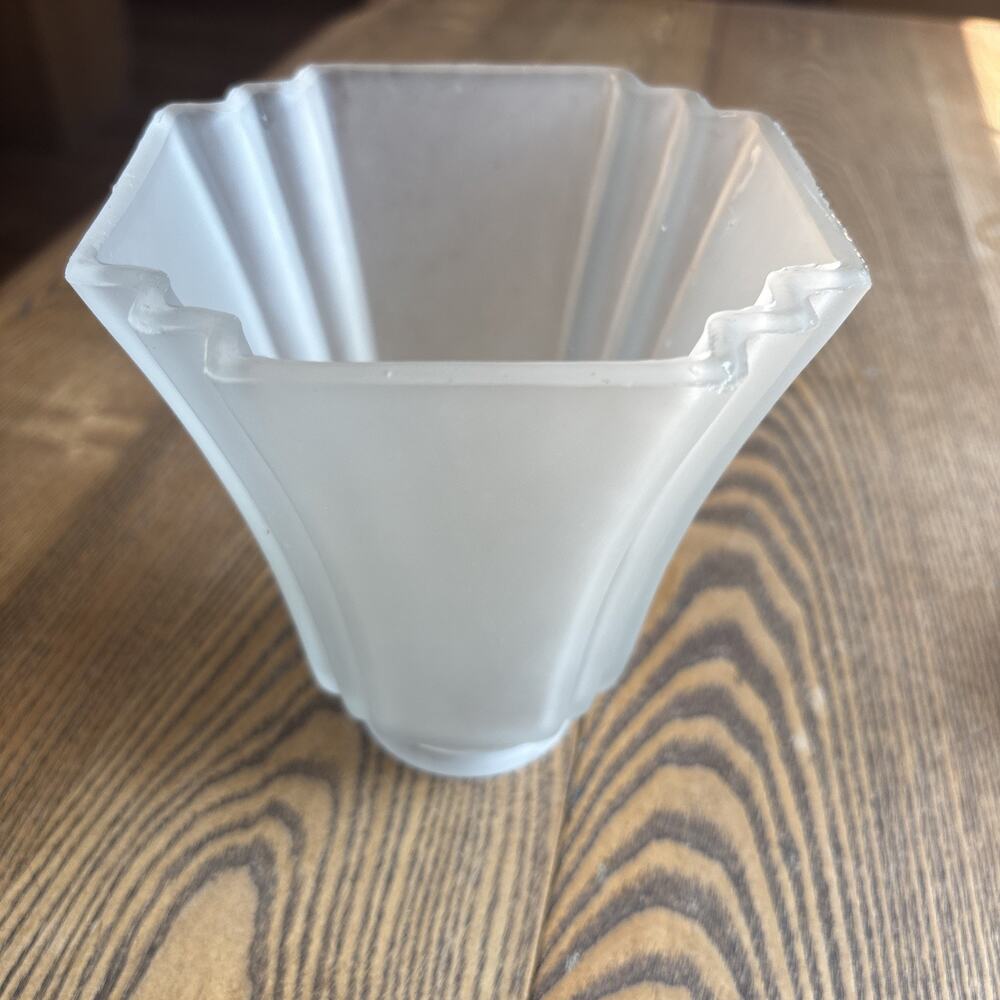 Vintage Retro Art Deco Frosted Glass Light Lamp Shade Ribbed Flared 2” Fitter